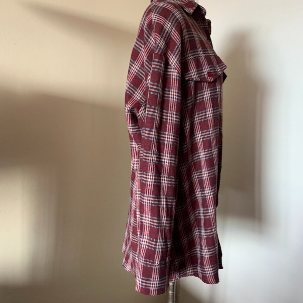 Prettylittlething Dark Red Checked Oversized Butt… - image 7